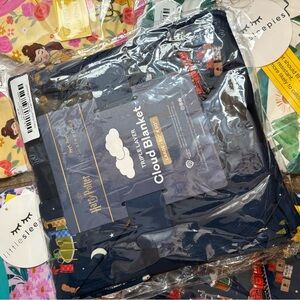 Little Sleepies Navy Cloud Blanket with Playful Prints